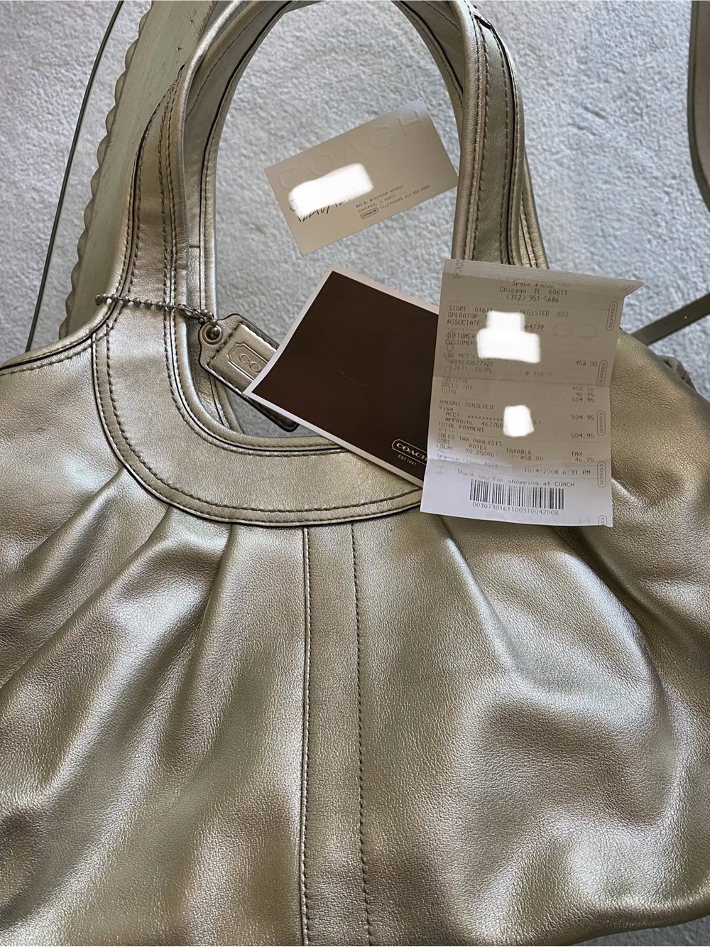 Coach Metallic Silver Leather Shoulder Bag